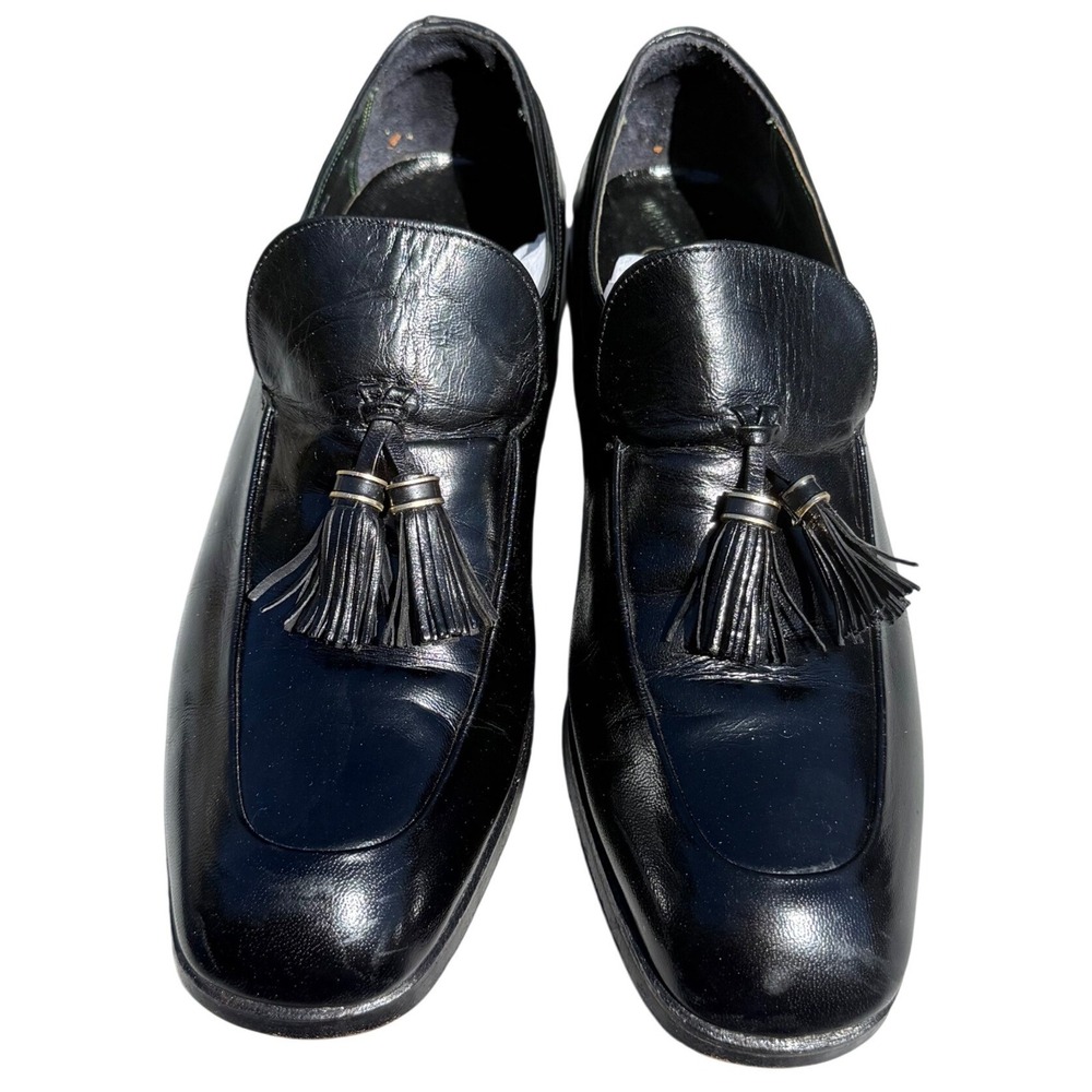 Florsheim Imperial Quality Mens 7D Black Leather Tassel Loafers Wide